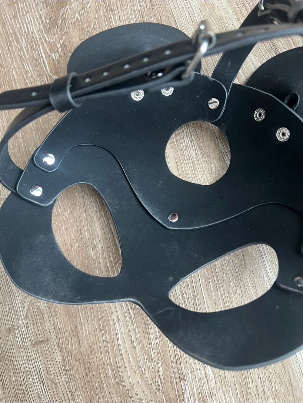 🖤 Unisex faux Leather Mouse Ear Masquerade Mask-Pair Available, detachable ears